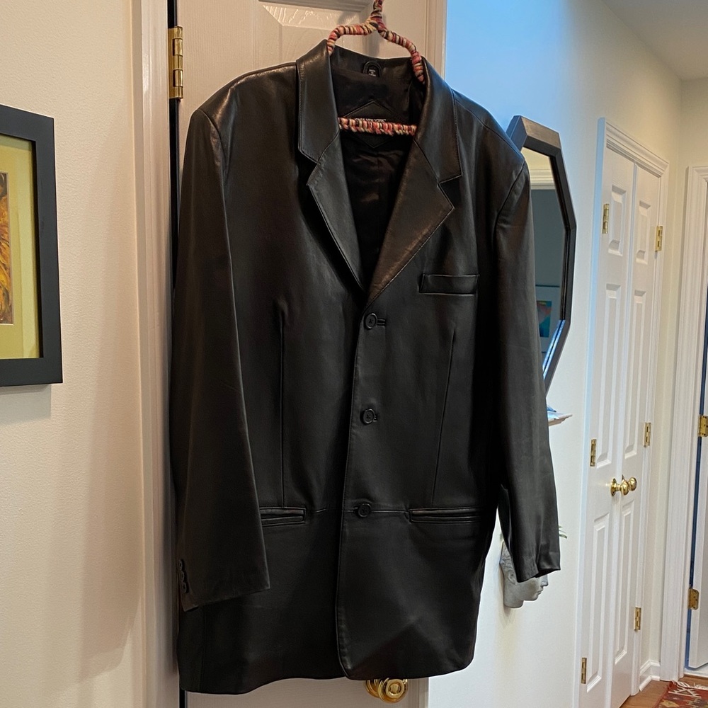 Jones New York Black Leather Sport Coat